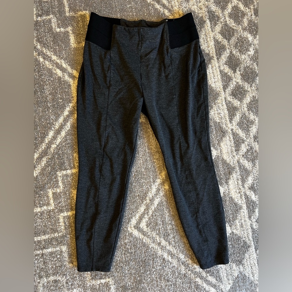 Lane Bryant Charcoal Gray Ponte Leggings with Black Waistband
